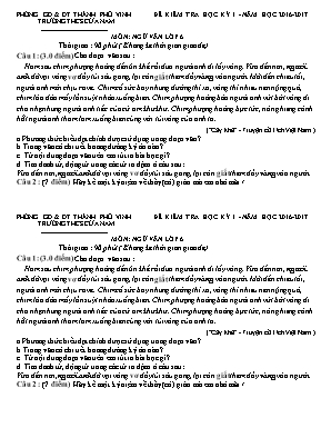Đề kiểm tra học kì I môn Ngữ văn Lớp 6 - Năm học 2016-2017 - Trường THCS Cửa Nam (Có đáp án)